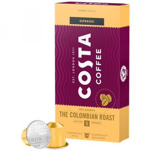 Kávové kapsule, kompatibilné s Nespresso®, 10 ks, COSTA, &quot;The Colombian Roast&quot;