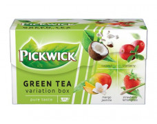 Zelený čaj, 20x1,5 g, PICKWICK "Ovocné variácie zeleného čaju", kokos, brusnica, jahoda-citrónová tráva, mango-jazmín