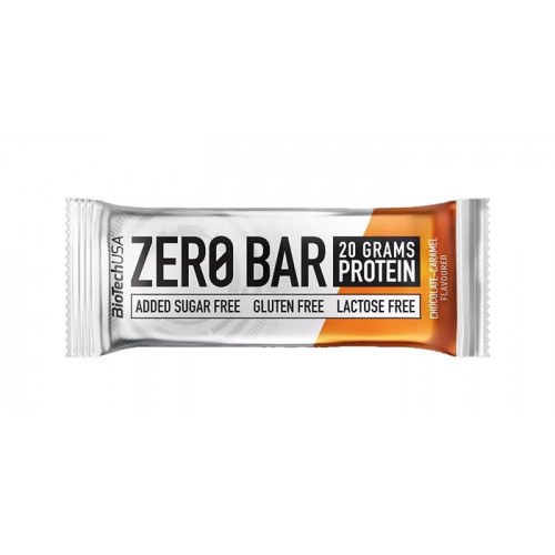 Proteínová tyčinka, bezlepková, 50g, BIOTECH USA &quot;Zero Bar&quot;, čokoláda-karamel