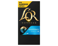 Kávové kapsule, 10ks, bezkofeínová, JACOBS DOUWE EGBERTS "L`OR Decaffeinato"
