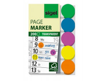 Záložky, plastové, 5x40 listov, 50x12 mm, SIGEL, mix farieb