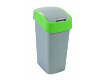 Odpadkový kôš s výklopným vekom, na triedenie odpadu, plastový, 45 l, CURVER, zelená/sivá