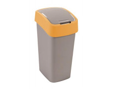 Odpadkový kôš s výklopným vekom, na triedenie odpadu, plastový, 45 l, CURVER, žltá/sivá