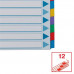 Register, laminovaný kartón, A4, 12 részes, ESSELTE "Mylar", farebný