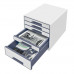 Zásuvkový box na dokumenty, plastový, 5 zásuviek, LEITZ "Wow Cube", biely/sivý