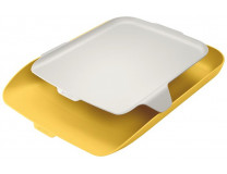 Zásobník na dokumenty s organizérom, plastový, LEITZ " Cosy", teplá žltá