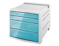 Zásuvkový box na dokumenty, plastový, 4 zásuvky, ESSELTE "Colour`Breeze", priehľadný modrý