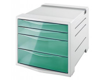 Zásuvkový box na dokumenty, plastový, 4 zásuvky, ESSELTE "Colour`Breeze", priehľadný zelený