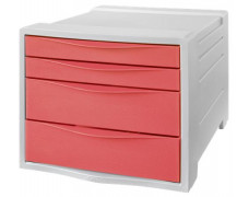 Zásuvkový box na dokumenty, plastový, 4 zásuvky, ESSELTE "Colour`Breeze", priehľadný koralový