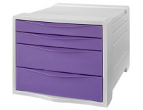 Zásuvkový box na dokumenty, plastový, 4 zásuvky, ESSELTE "Colour`Breeze", priehľadný levanduľový