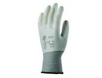 Montážne rukavice, biele, na dlani namočené do polyuretánu, veľkosť: 6