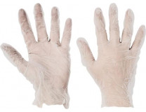 Ochranné rukavice, jednorazové, vinyl, veľkosť: M/8, pudrované "Rail"