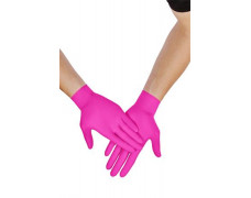 Ochranné rukavice, jednorazové, nitril, XS méret, 100 ks, nepudrované, magenta