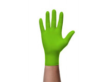 Ochranné rukavice, jednorazové, nitril, veľkosť M, 50 ks, nepudrované, vystužená diamantovou textúrou, zelená