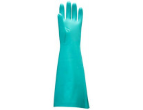 Ochranné rukavice, nitrilové, chemicky odolné, dlhý rukáv, L, zelená