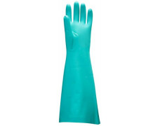 Ochranné rukavice, nitrilové, chemicky odolné, dlhý rukáv, M, zelená
