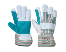 Pracovné rukavice, koža, s dvojitou dlańou, veľkosť: XL méret, sivé