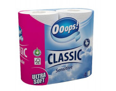Toaletný papier, 3-vrstvový, malý kotúč, 4 kotúče, OOOPS "Classic", sensitive