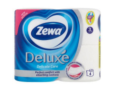 Toaletný papier, 3-vrstvový, malý kotúč, 4 kotúče, ZEWA "Deluxe", biela