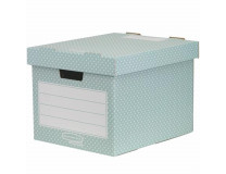 Úložný box, kartónový, 33,3x28,5x39 cm FELLOWES, "Style", zelená-biela