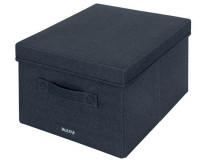 Úložný box, textilný, rozmer M, LEITZ "Fabric", zamatová sivá