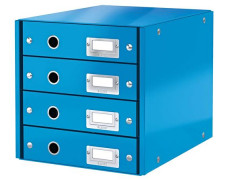 Zásuvkový box, polaminovaný kartón, 4 zásuvky, LEITZ "Click&Store", modrá