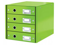 Zásuvkový box, polaminovaný kartón, 4 zásuvky, LEITZ "Click&Store", zelená