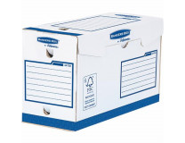 Archivačný box, extra silný, A4+, 150 mm, FELLOWES "Bankers Box Basic", modrá-biela