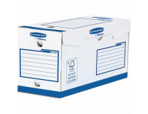 Archivačný box, extra silný, A4+, 200 mm, FELLOWES "Bankers Box Basic", modrá-biela