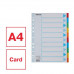 Register, kartónový, A4, 10 dielny, popisovateľná predná strana, ESSELTE "Standard", farebný