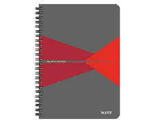 Blok, A5, štvorčekový, 90 listov, laminovaná kartónová obálka, LEITZ "Office", sivá-červená
