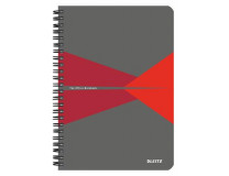 Blok, A5, linajkový, 90 listov, laminovaná kartónová obálka, LEITZ "Office", sivá-červená