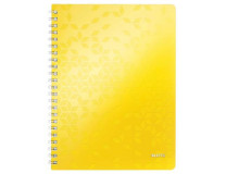 Špirálový zošit, A4, linajkový, 80 listov, LEITZ "Wow", žltá