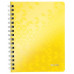 Špirálový zošit, A5, linajkový, 80 listov, LEITZ "Wow", žltá