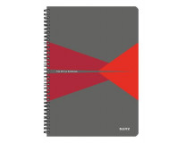 Blok, A4, štvorčekový, 90 listov, laminovaná kartónová obálka, LEITZ "Office", sivá-červená