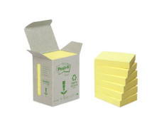 Samolepiaci bloček, 38x51 mm, 6x100 listov, ekologický, 3M POSTIT, žltý
