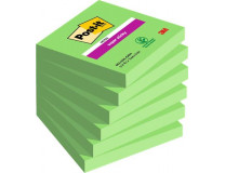 Samolepiaci bloček, 76x76 mm, 6x90 listov, 3M POSTIT "Super Sticky", zelená