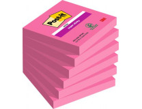 Samolepiaci bloček, 76x76 mm, 6x90 listov, 3M POSTIT "Super Sticky", ružová