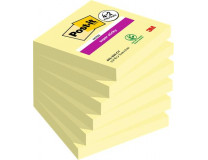 Samolepiaci bloček, 76x76 mm, 6x90 listov, 3M POSTIT "Super Sticky", žltá