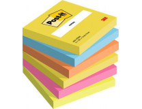 Samolepiaci bloček, 76x76 mm, 6x100 listov, 3M POSTIT, energické farby