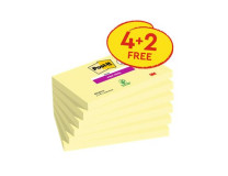 Samolepiaci bloček, 76x127 mm, 4+2x90 listov, 3M POSTIT "Super Sticky", žltá