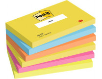Samolepiaci bloček, 76x127 mm, 6x100  listov, 3M POSTIT, energické farby