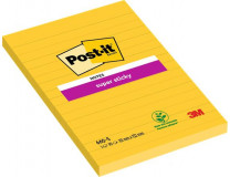 Samolepiaci bloček, 102x152 mm, 75 listov, linajkový, 3M POSTIT "Super Sticky", žltý