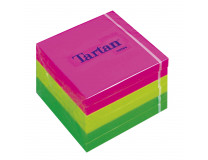 Samolepiaci bloček, 76x76 mm, 100 listov, 6 bločkov/bal, TARTAN, mix neónové farby