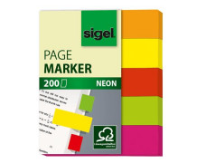 Záložky, papierové,  5x40 záložiek, 12x50 mm, SIGEL "Neon Mini", mix farieb