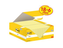 Samolepiaci bloček, 38x51 mm, 18+6x100 listov, 3M POSTIT, žltá