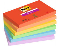 Samolepiaci bloček, 76x127 mm, 6x90 listov, 3M POSTIT "Super Sticky Playful", mix farieb