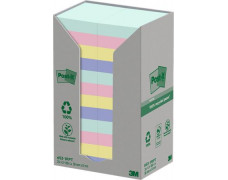 Samolepiaci bloček, 38x51 mm, 24x100 listov, ekologický, 3M POSTIT "Nature", mix pastelových farieb