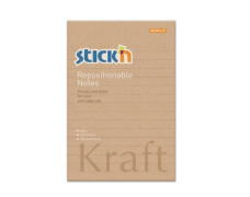 Samolepiaci poznámkový blok, linajkový, 150x101 mm, 100 listov, STICK N "Kraft Notes"
