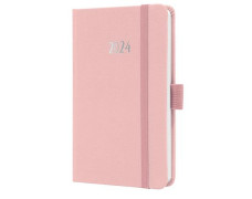 Zápisník, A6, týždenný, 2024, reliéfny obal, SIGEL "Jolie", jemná ružová